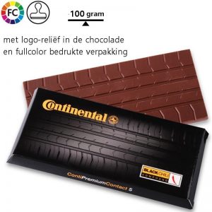 Chocolade 100 gram met reliëf en fullcolor doosje Alma