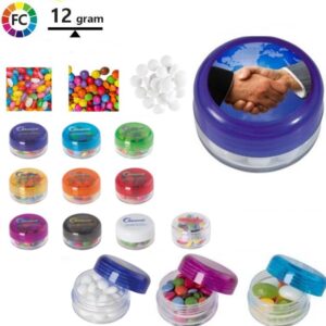 Potjes snoep met fullcolor opdruk Roundbox
