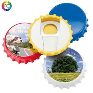 flesopeners in de vorm van een kroondop bedrukken met eigen logo