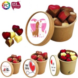 Chocolade hartjes in biobeker