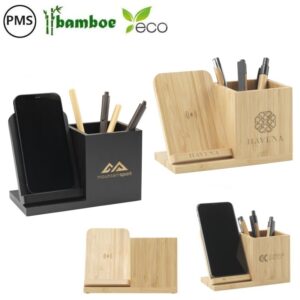 Bamboe pennenbakje met oplader Bosa