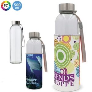 Glazen drinkflessen fullcolor tasje Bope