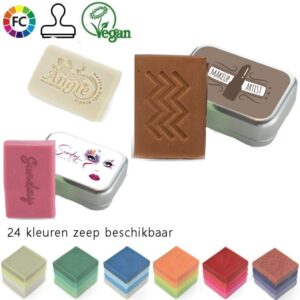 Gepersonaliseerde shampoobar met logo in blik