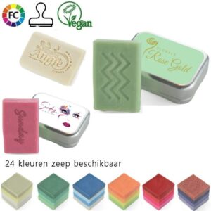 Gepersonaliseerde zeep met logo in blik
