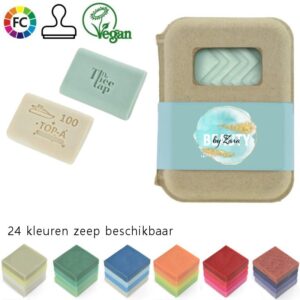 Gepersonaliseerde zeep met logo in kraftdoos