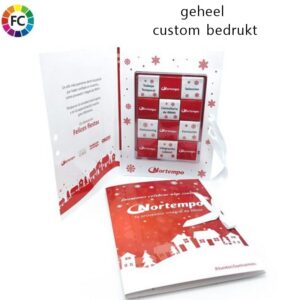 Kerstkaart met 12 chocolaatjes