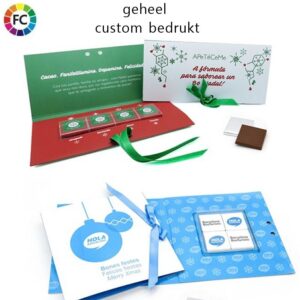 Kerstkaart met 4 chocolaatjes