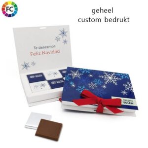 Kerstkaart met 6 chocolaatjes